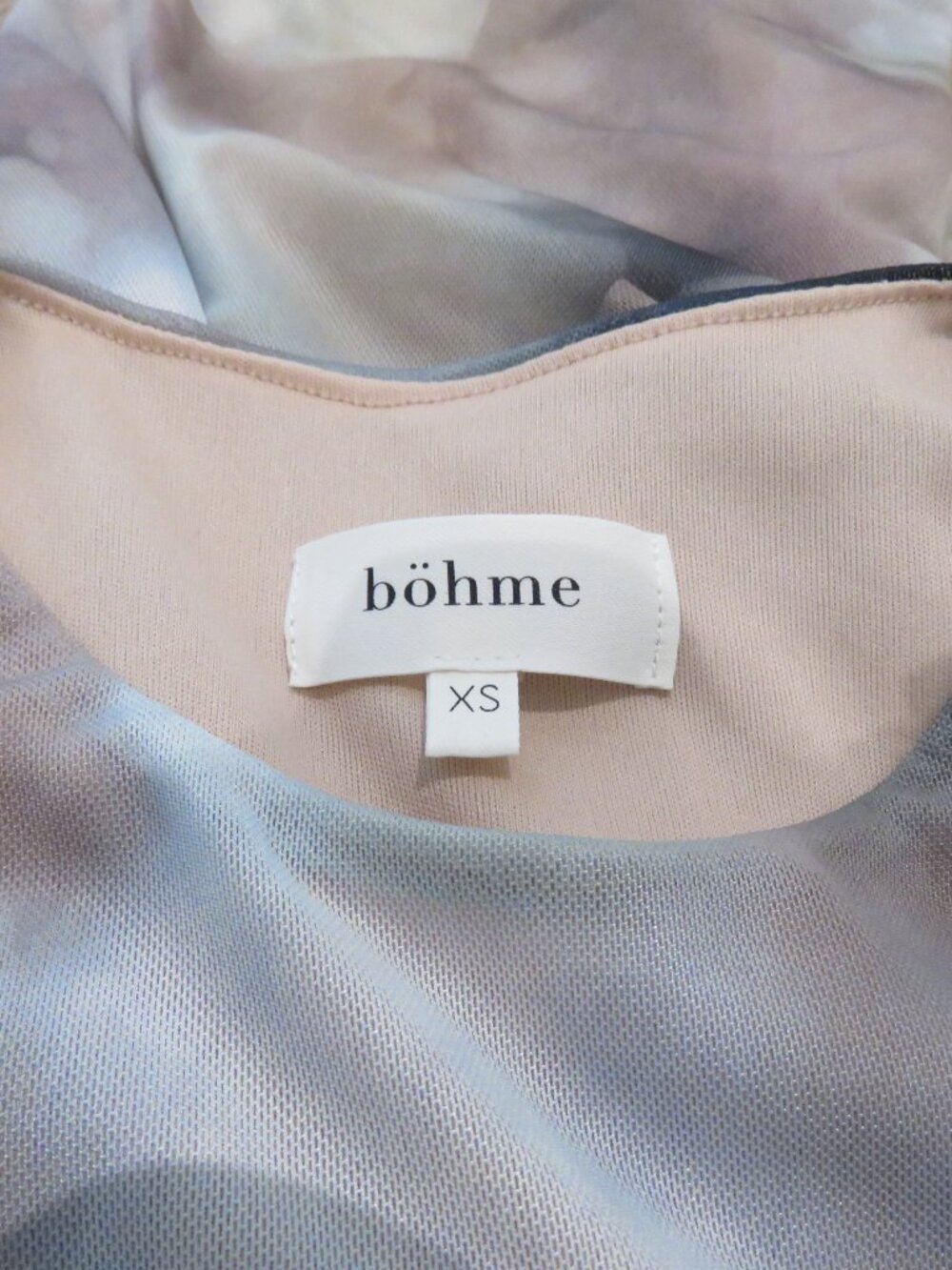 BOHME Jamie Watercolor Bodycon Mesh Maxi Dress XS Neutral Minimalist Abstract - Picture 15 of 15